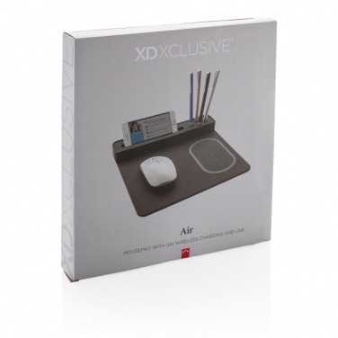 Logo trade liikelahjat tuotekuva: Air-hiirimatto, jossa 5 W:n langaton lataus ja USB